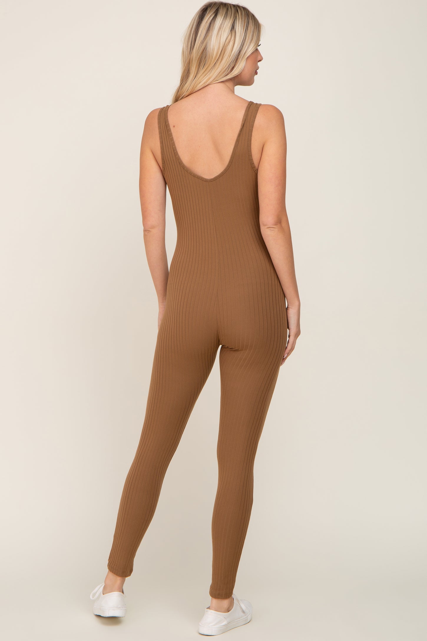 Mocha Ribbed Bodycon Jumpsuit