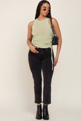 Mint Green Ruched Side Tie Knit Tank Top