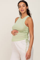 Mint Green Ruched Side Tie Knit Maternity Tank Top