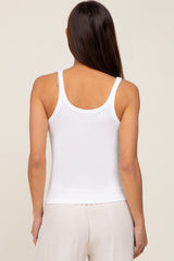 White Ribbed Maternity Tank Top