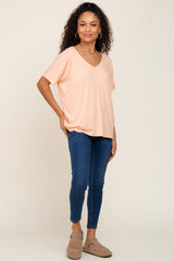 Peach V-Neck Dolman Sleeve Top