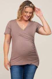 Mocha Wrap Front Plus Maternity/Nursing Top