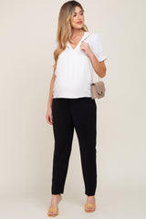 Black Cropped Maternity Dress Pants