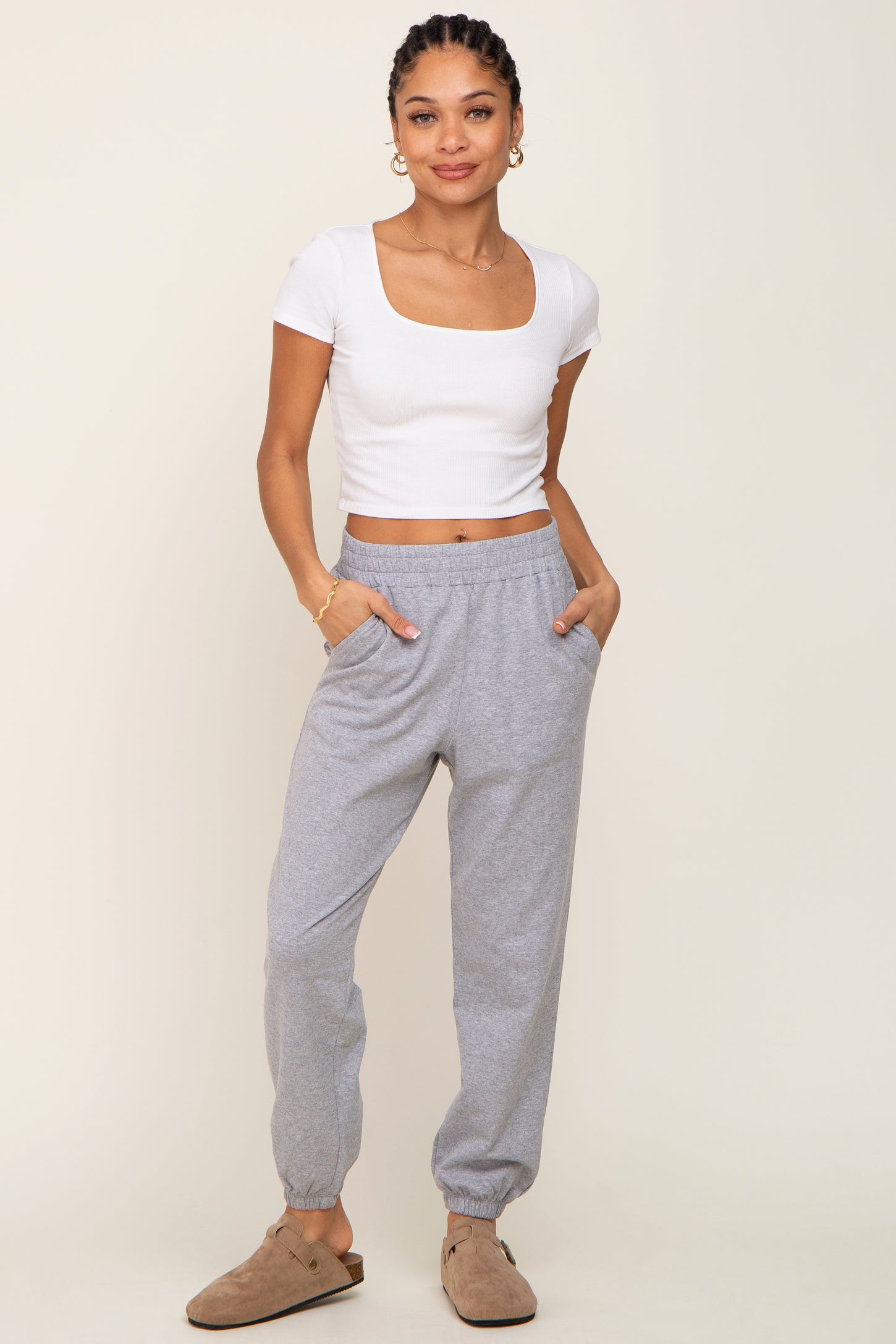 Heather Grey Basic Pocketed Maternity Sweatpants