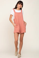 Peach Square Neck Elastic Strap Romper