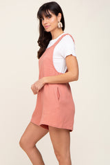 Peach Square Neck Elastic Strap Romper