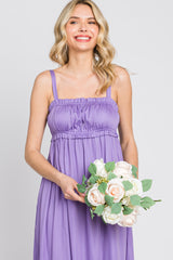Lavender Shirred Sleeveless Maxi Dress
