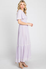 Lavender Embroidered Accent Maxi Dress