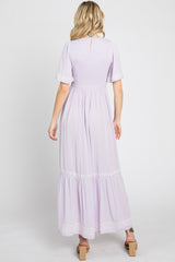 Lavender Embroidered Accent Maxi Dress