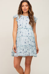 Mint Green Chiffon Ruffle Tiered Maternity Dress