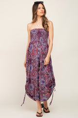 Violet Paisley Smocked Strapless Maternity Jumpsuit