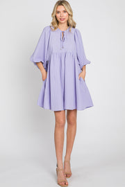 Lavender Textured Stripe Babydoll Dress