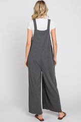 Charcoal Ribbed Wide Leg Jumpsuit