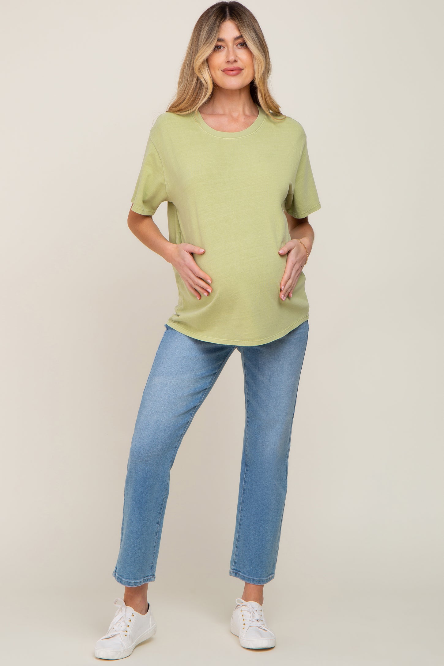 Lime Faded Basic Maternity T-Shirt