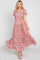 Pink Floral Smocked Scoop Back Ruffle Hem Maxi Dress