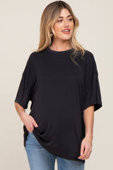 Black Basic Oversized Maternity T-Shirt