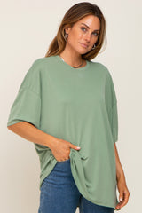 Green Basic Oversized Maternity T-Shirt