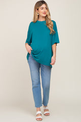 Teal Basic Oversized Maternity T-Shirt