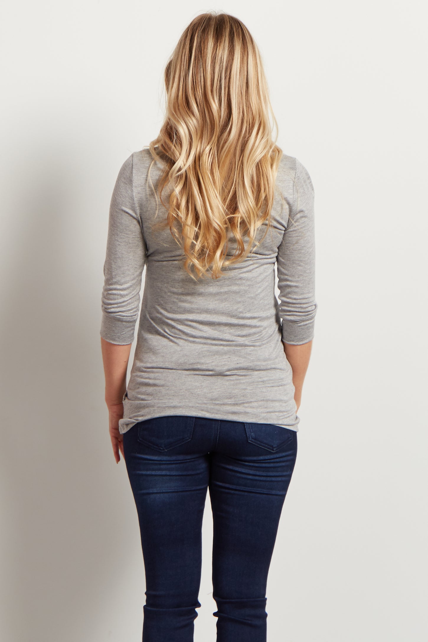 Grey 3/4 Sleeve Maternity Shirt