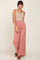 Pink Basic Elastic Waist Wide Leg Pants
