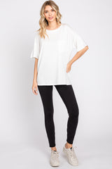 White Short Sleeve Pocketed Top