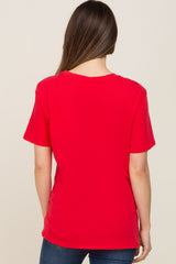 Red Oversized Short Sleeve Maternity Top