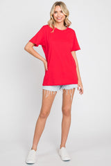 Red Oversized Short Sleeve Top