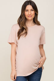 Light Pink Oversized Short Sleeve Maternity Top
