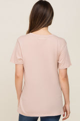 Light Pink Oversized Short Sleeve Maternity Top
