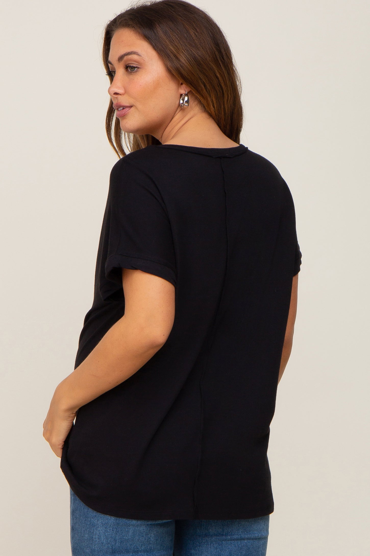 Black Short Sleeve Maternity Top