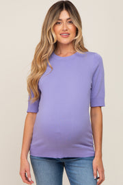 Lavender Knit Fitted Maternity Blouse