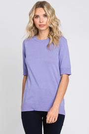 Lavender Knit Fitted Blouse