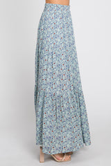 Sage Floral Tiered Maxi Skirt