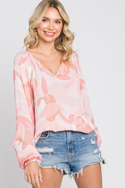 Pink Abstract Print Blouse