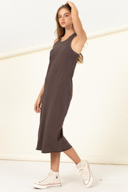 Brown Racerback Fitted Midi Dress