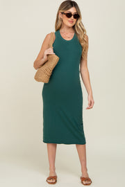 Forest Green Racerback Fitted Maternity Midi Dress