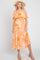 Orange Floral Flounce Off Shoulder Midi Dress
