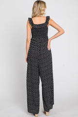 Black Smocked Off Shoulder Jumpsuit