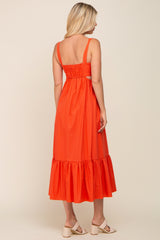 Orange Sleeveless Cutout Ruffle Hem Maxi Dress