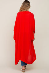 Red Open Front Long Maternity Coverup