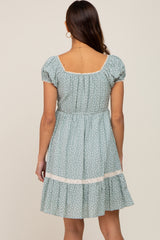Mint Green Floral Lace Accent Maternity Dress