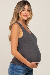 Charcoal Knit Sleeveless Maternity Top