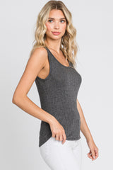 Charcoal Knit Sleeveless Top