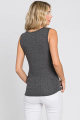 Charcoal Knit Sleeveless Top