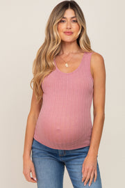 Mauve Knit Sleeveless Maternity Top