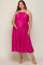 Fuchsia Pleated Sleeveless Waist Tie Maternity Plus Maxi Dress
