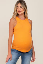 Orange Ribbed Basic Maternity Tank Top
