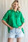 Green Satin Button Up Top