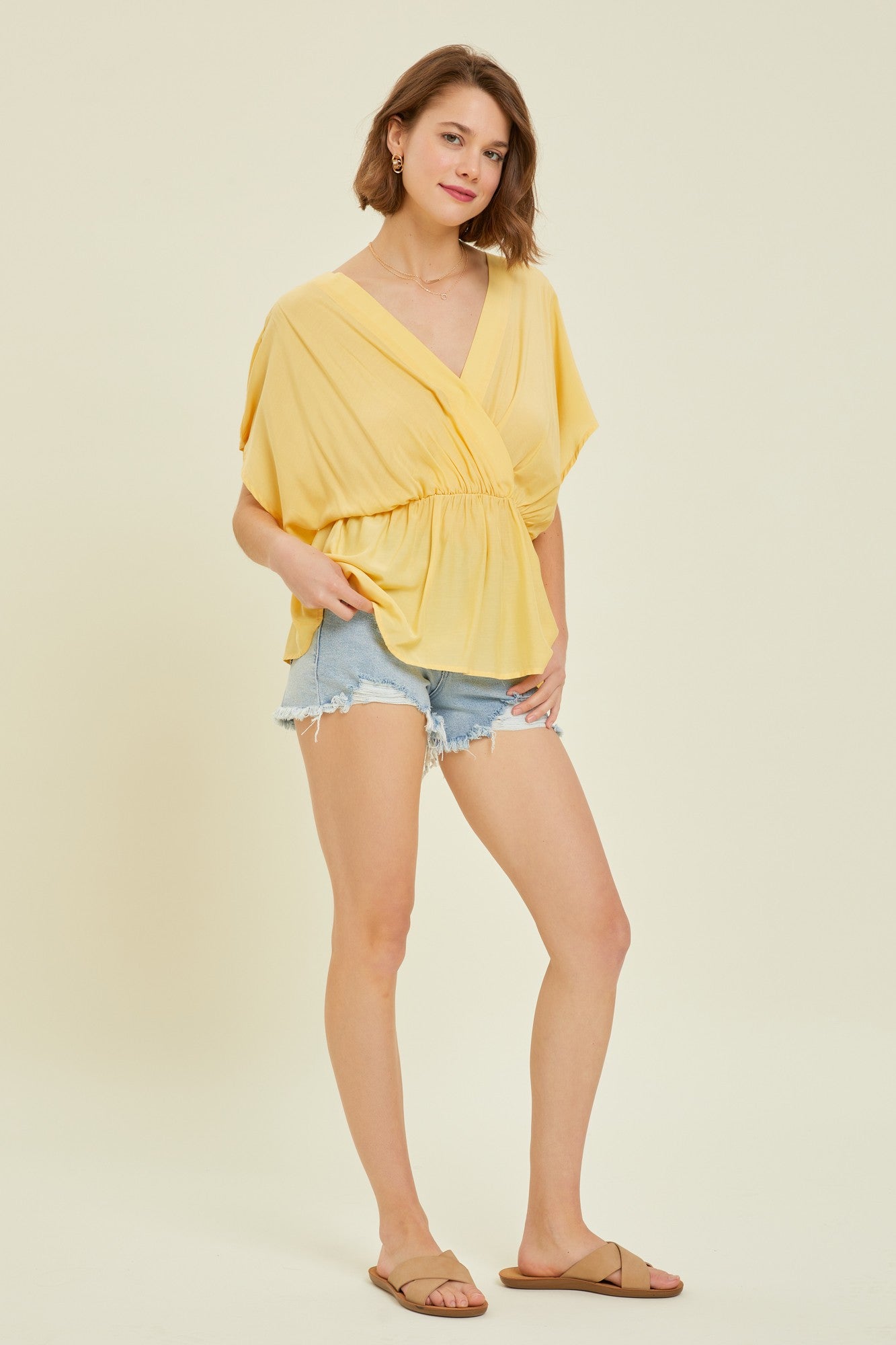 Yellow Elastic Waisted Top