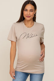 Beige Mother Graphic Maternity Top